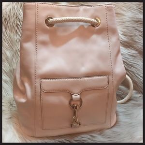 Rebecca Minkoff blush pink backpack, rope straps